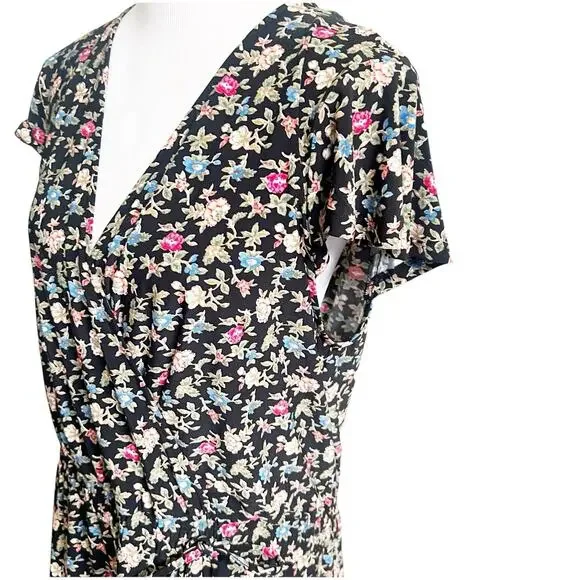 Ralph Lauren Floral Wrap Dress Plus Size 16 Knee Length V-Neck Cottage Core - Picture 5 of 16